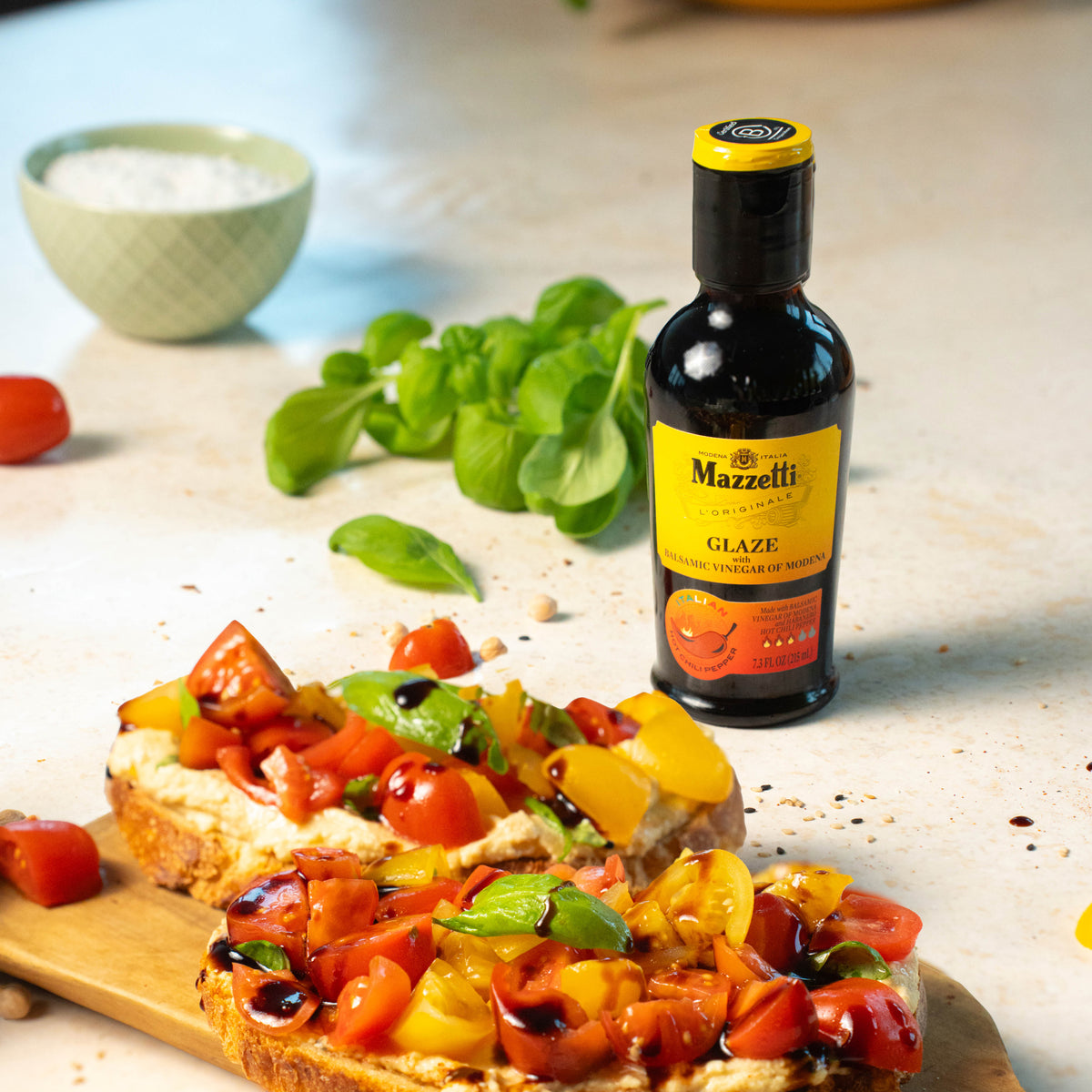Summer Bruschetta with Habanero Hot Chili Pepper Balsamic glaze – Mazzetti l'Originale USA | Balsami