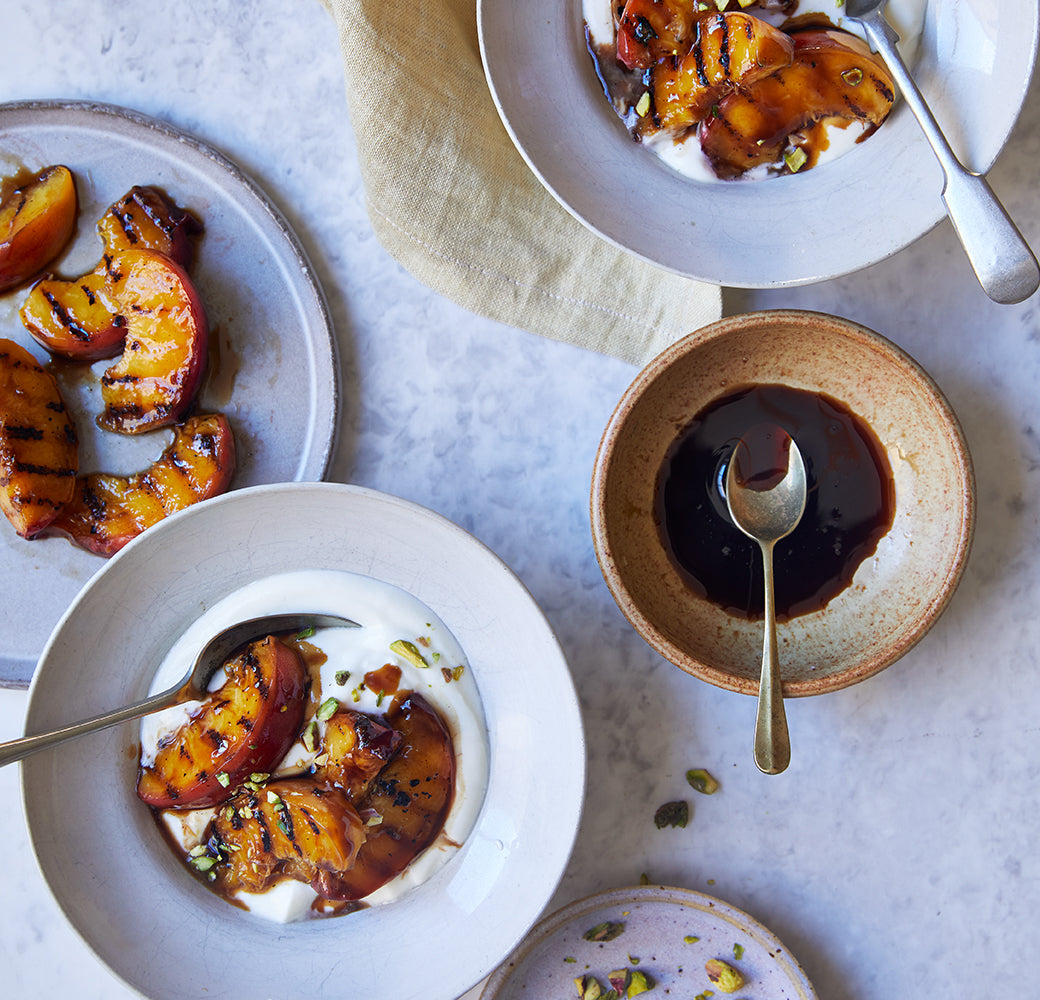 Griddled Balsamic Peaches with Yogurt, Honey & Pistachios – Mazzetti l'Originale USA | Balsamic Vine