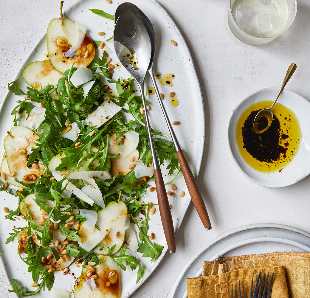 Pear, Arugula and Parmesan Salad with Balsamic Vinegar